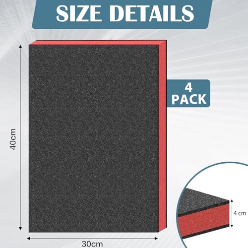 Schaumstoff Werkzeugeinlage Multilayer Schaumstoffeinlage 4 Stück Schaumstoff Zuschnitt Polyethylenschaumstoff für Werkzeugkoffer, Kamerakoffer und DIY-Aufbewahrung (40×30×4 cm, Rot)