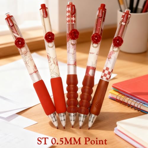 Bolígrafos Gel Retráctiles Flor Roja Set 10 Unidades miniatura 6