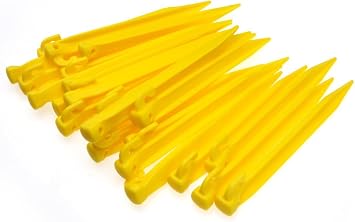Heavy Duty 24pcs Plastic Tent Pegs, 9 225mm, Yellow