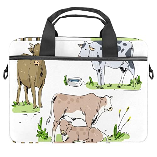 Sac à bandoulière pour ordinateur 13-14.5" motif vache multicolore pour transporter son PC