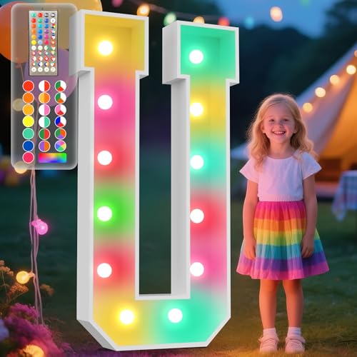 Image of Ledido 4FT Colorful Marquee Light Up Letter U for Party