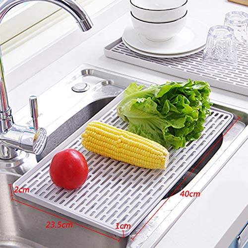 Dish Drying Rack with Drain Board Plastic Dish Drying Mat for Kitchen Sink Counter