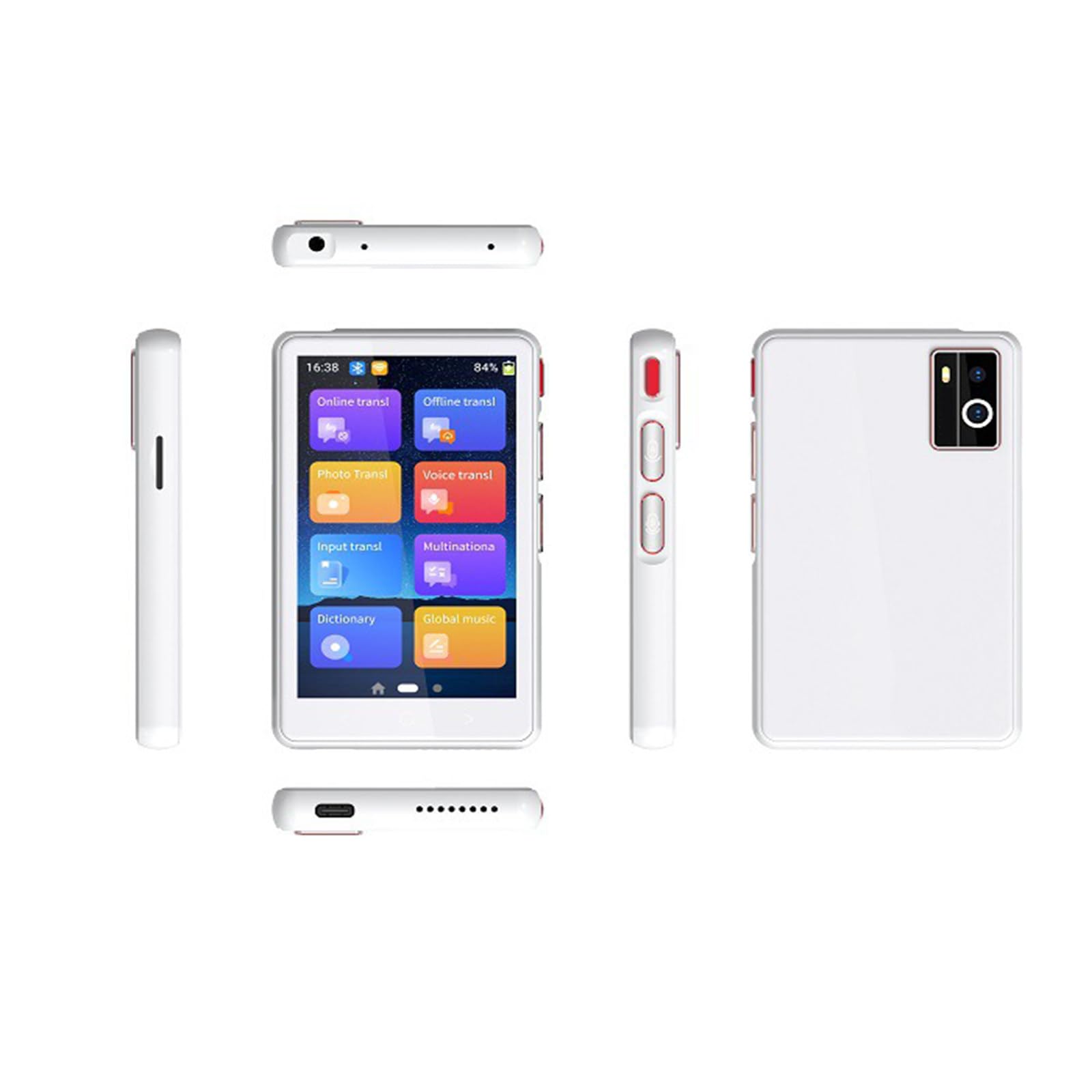 RIDAEX Intelligent Voice Translation Machine Translator Wifi Artificial Intelligence Language Translation Photo Translation Recording,White