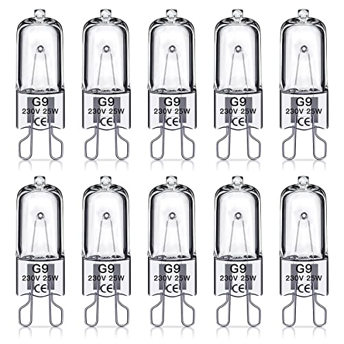 SILKIT G9 Halogen Light Bulbs 25W 320lm 2800K No Flicker Dimmable G9 Capsule Bulb Warm White 10 Pack