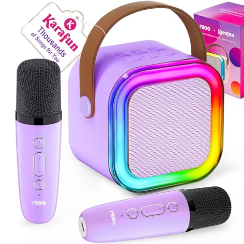 Mini Karaoke Machine for Kids, 2026 TOP Toys Birthday Gifts Ideas for Girls Ages 4, 5, 6, 7, 8, 9, 10, 12+ Years Old, Portable MP3 Player with 2 Wireless Mics for Family Home Party