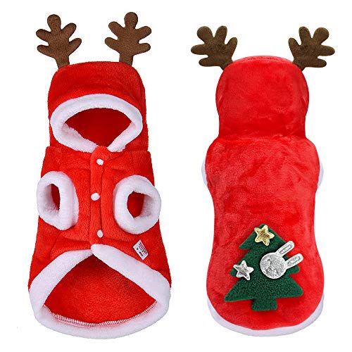 Hundekostüme Weihnachten Elchkostüm für Hunde und Katzen Pet Hoodies warme Hundemantel für Winter Frühling Weihnachten Hundebekleidung Rot, L