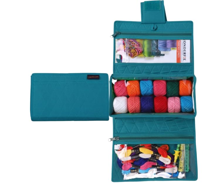 Image of Craft Folding Kit - Portable Soft Storage - Crafts, Sewing, & Quilting Organizer Aqua