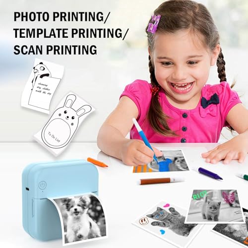 Huijutchen QM-002 Pocket Printer For Iphone/Android, Wireless Mini Sticker Printer With 10 Rolls Thermal Paper, Blue-Tooth Thermal Mini Printer Portable For Notes Journal Memo Photo Study thumb #2