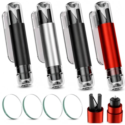 Image of 2-in-1 Window Breaker Seatbelt Cutter, Underwater Glass Breaker Window Punch with Tungsten Tip, Safety Kit Emergency Escape Tool with Test Glasses for Vehicle Accidents (Red & Black & Grey)