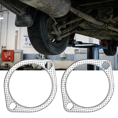 Image of 3.5 Inch 90mm Exhaust Gasket 2 Bolt for Muffler Flange Manifold High Temperature Graphite w /Fire Ring 2 Pcs