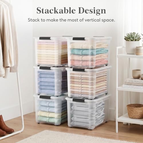 Image of Lifewit 58Qt Storage Bins with Lids, Plastic Large Latches Boxes with Wheels, Clear Totes Tubs Container for Closet Organizers and Storage, Bedroom, Clothes, Craft, 4 Pcs
