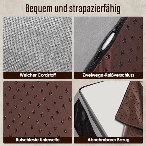 Thihome Hundetreppe 4 Stufen, 50cm hoch Schwamm Haustiertreppe für Hunde und Katzen, rutschfest Haustierleiter Katzentreppe mit Waschbar Bezug für Sofa Bett, Grau