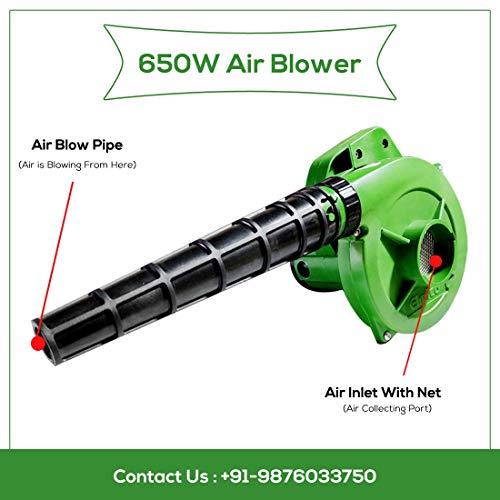 Image of ELMICO 700W AC Cleaner Air Blower Machine for Home /Office with Extra 10 ft. Wire(Green) / 100% Copper Armature /Dust Cleaner /Air Blower Machine Heavy Duty Guaranteed Motor continuously 40 min use