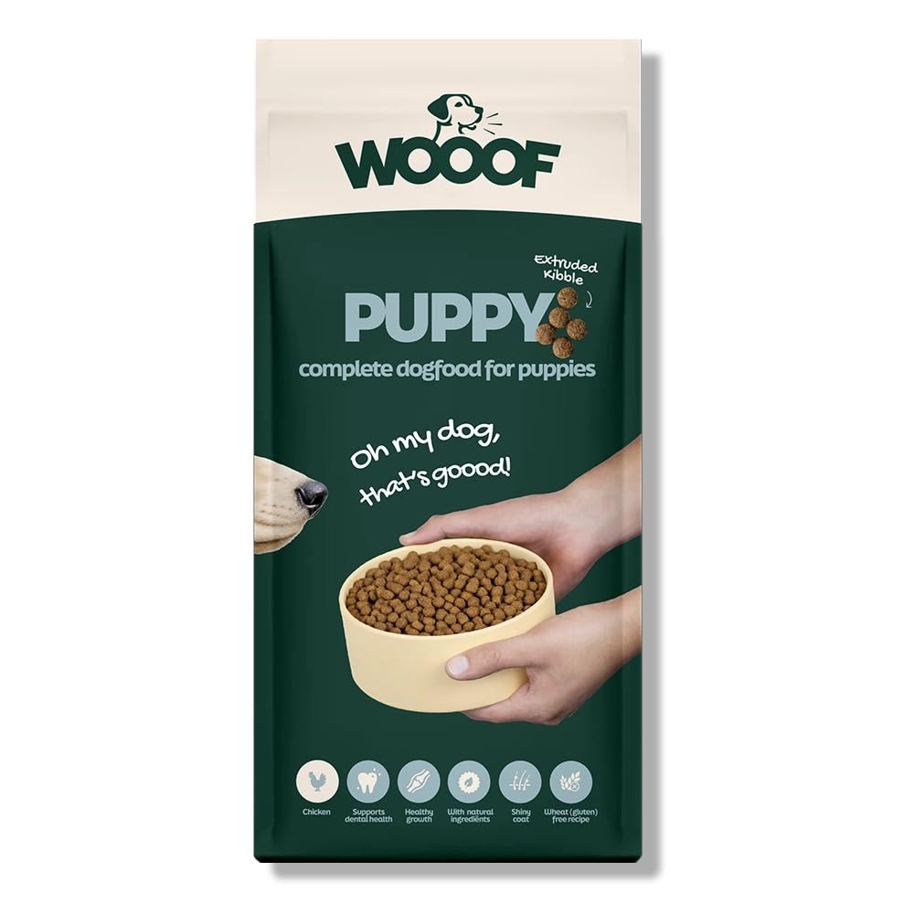 Welpenfutter Krokant 18kg | Trockenfutter Welpen & Junior mit Huhn | 32% Protein, weizenfrei, für alle Rassen bis 12 Monate