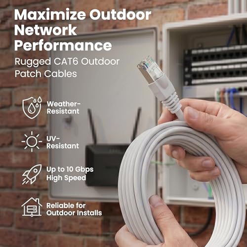 Image of GEARit Cat6 Outdoor Ethernet Cable (100ft) 23AWG Pure Copper, FTP, LLDPE, Waterproof, Direct Burial, In-Ground, UV Resistant, POE, Network, LAN, Internet, Cat 6, Cat6 Cable - 100 Feet