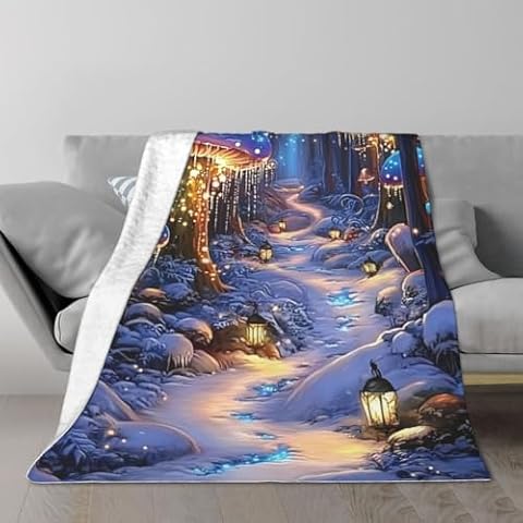 Forest Fairy Tales Blanket 60" x 80" Mushroom Wonderland Fantasy Super Soft Bedding Fleece Throw Blanket Microfiber Flannel Blankets Couch Sofa Warm Lightweight for Boys Girls Cover