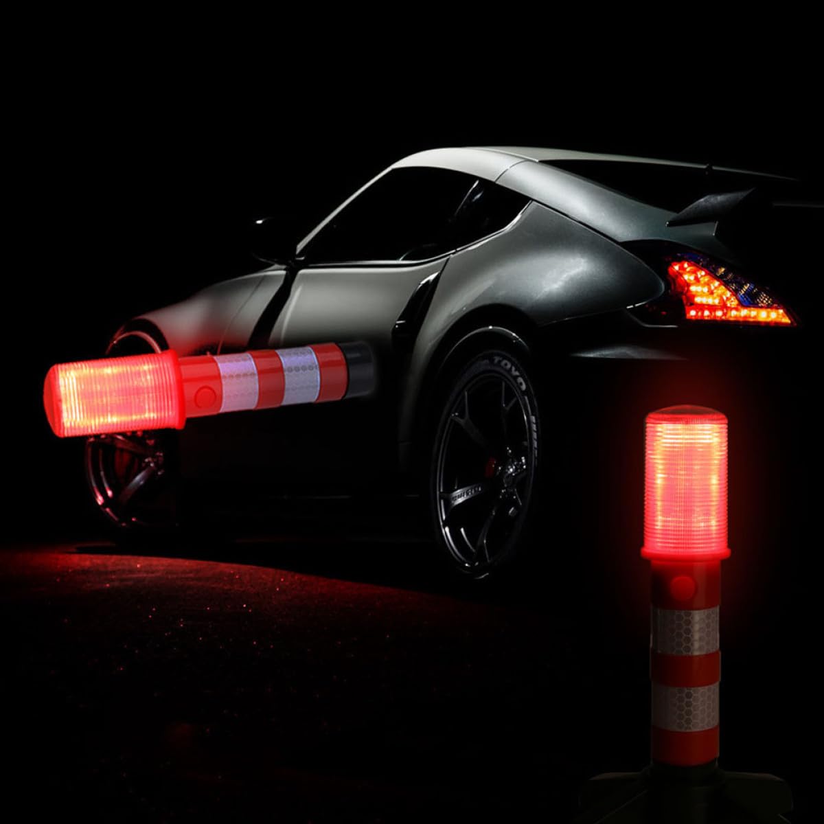 Ciieeo Luz de Emergencia LED Portátil Rojo, Superbrillante, para Control de Tráfico y Señalización de Advertencia, Funda Rígida y 1 Set