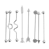 PACKOVE Pendientes Industriales De Acero Inoxidable 8 Piezas Juego De Tornillos Y Barras Para Mujer Y Hombre Joyería De Oreja Moderna Y Cómoda