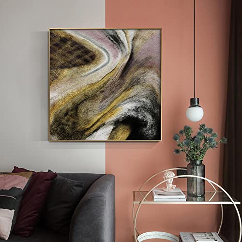 Peinture sur toile moderne abstraite feuille d'or impression d'art mural salon 60x60cm