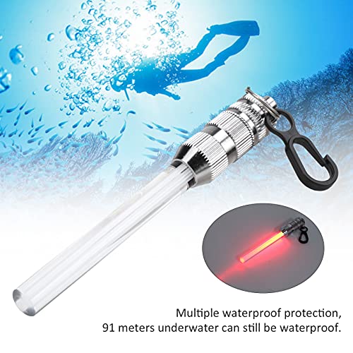 Barra de señal de buceo roja con linterna impermeable de 11,5 cm y baterías 2