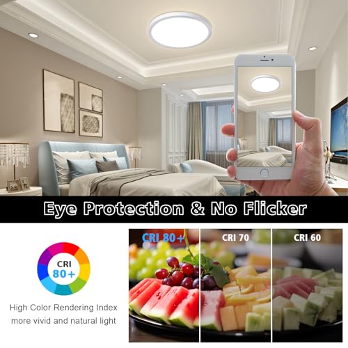 Smanu LED Ceiling Light,18W 1800LM,3 Color Temperatures in One 3000K/4000K/6000K,Waterproof Flush Mount Ceiling LED for Bathroom,Living Room,Dining Room,Kitchen,Office,Ø23CM - Cosy Home Interiors Smanu LED Ceiling Light,18W 1800LM,3 Color Temperatures in One 3000K/4000K/6000K,Waterproof Flush Mount Ceiling LED for Bathroom,Living Room,Dining Room,Kitchen,Office,Ø23CM - Image 2