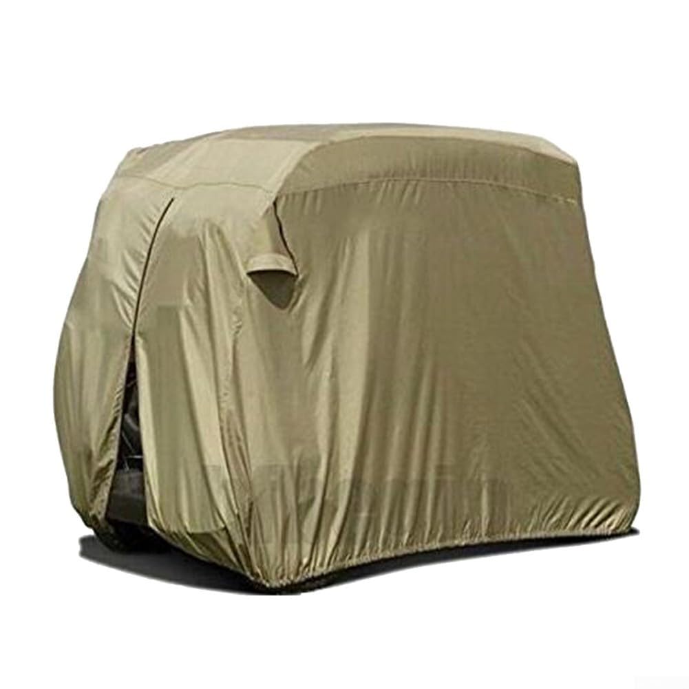 Wasserdichte Golfwagen-Abdeckung, 210D Oxford-Stoff, gelb, Regen, Sonne, Schnee, mit Rückseite für Zugang für 2 Passagierwagen, kompatibel mit Ezgo-Modellen, Outdoor-Schutzausrüstung, 274 cm