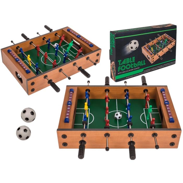 Mesa de Futbolín de Madera, 33 x 21 cm, con 2 Pelotas y Contador de Puntuación