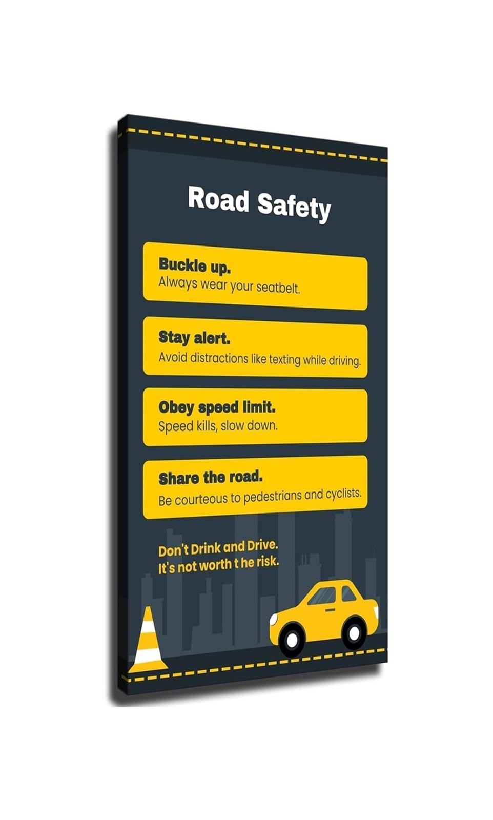FNYUVNFAF Traffic Rules Poster Road Golden Rules Driving Guide Wall-Art Decor For DMV Office