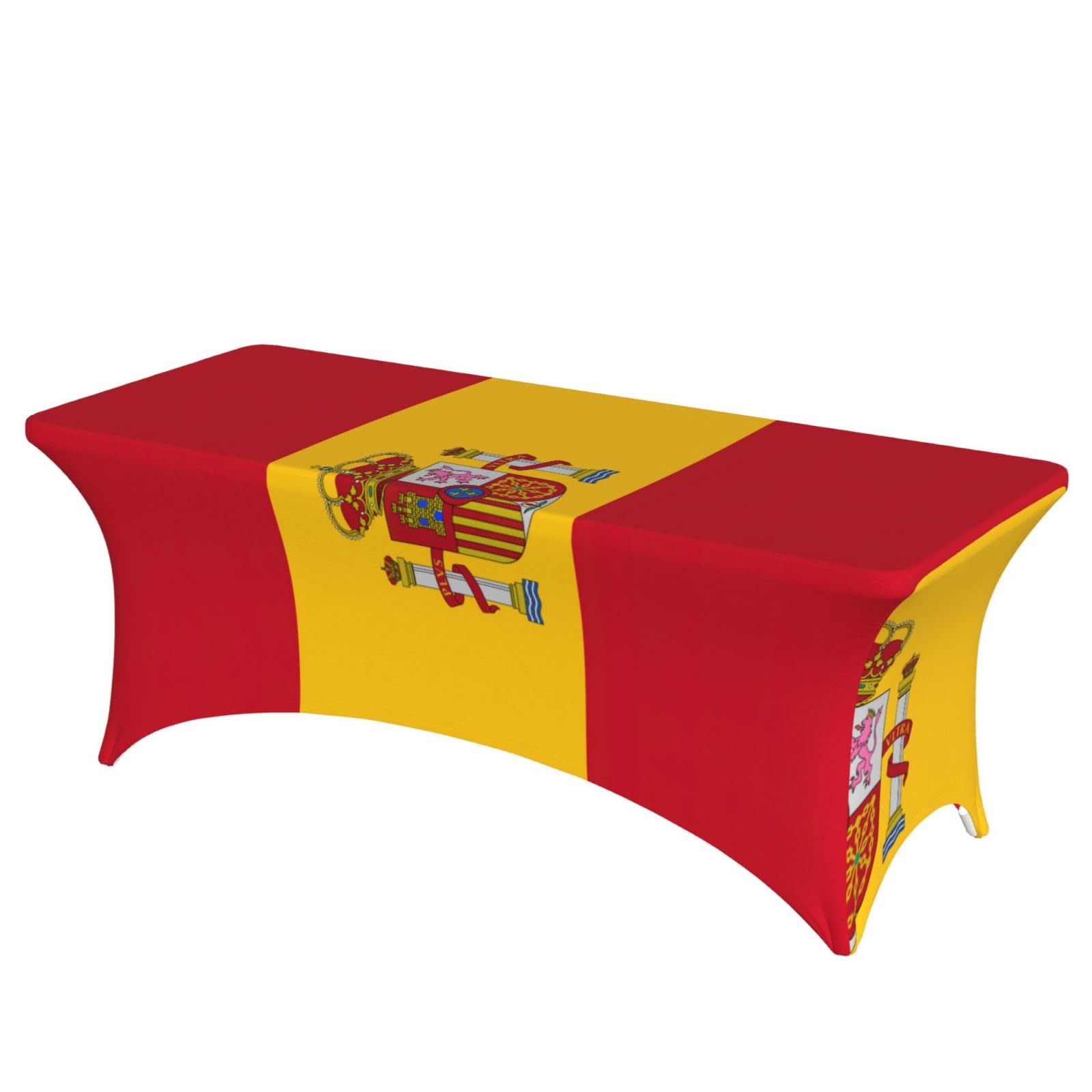 NImongt Spanish Flag Print Elastic Rectangular Tablecloth Holidays Family Banquet Wedding Party Table Cover