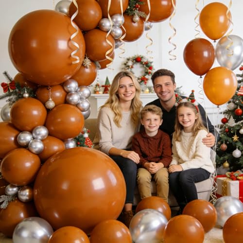 Image of 32Pcs Brown Big Balloons 18 Inch, Round Large Brown Latex Party Balloons for Birthday Wedding Decorations.