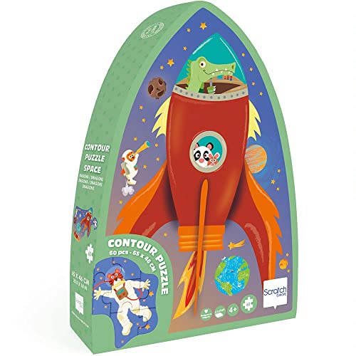 SCRATCH 276181131 Shape Puzzle Space Contour Puzzle for Children from 4 Years, 60 Pieces, Purple