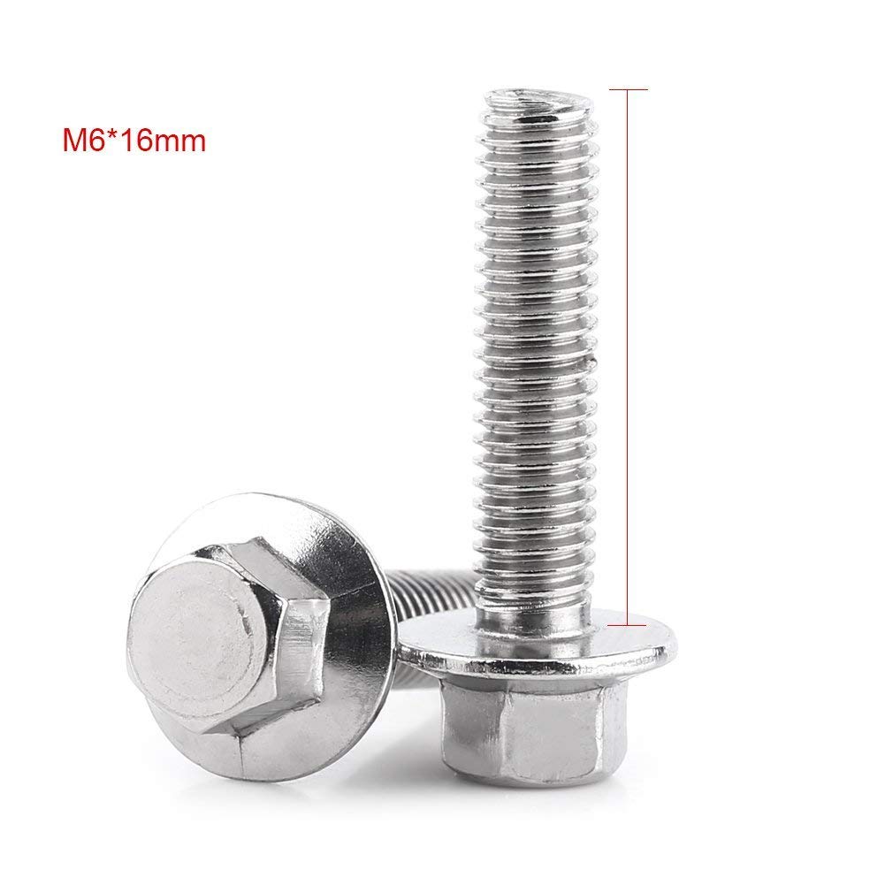 10pz M6 Acciaio Inossidabile SS304 Viti Flangiate Esagonali Fissaggio Bulloni a Testa con Rondella