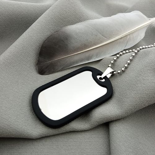 Generisch Dog Tag Personalisiert – Erkennungsmarke Edelstahl – Glanz Kette Mit Namen – Gravur – Personalisierte Kette Herren – Militär Geschenke – 2 Mm Dick – Gravur – Set Mit Clip Und Gummi-Silencer