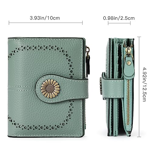 Image of SENDEFN Small Womens Wallet Leather Bifold Card Holder RFID Blocking with Zipper Coin Pocket