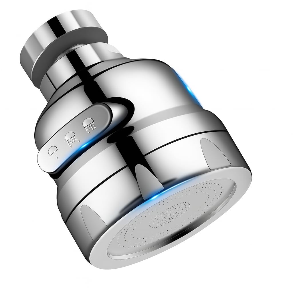 Aeratore Rubinetto 360° Girevole Con 2 Modalità Di Flusso - Acciaio Inox E ABS, Adattatore Universale, Nero