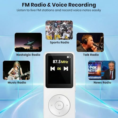 Image of AUDIOCULAR M61 MP3 Player with Bluetooth 5.3, Built-in Speaker, FM Radio, 16 /32GB Integrated SD Card Storage (Up to 128GB), Type-C Charging
