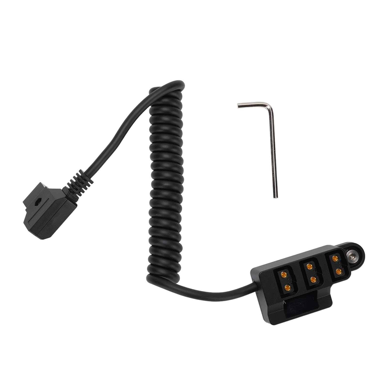 Cable Divisor de DTAP, Cable de Alimentación de DTAP Macho a 3 Puertos Hembra con Pantalla de Voltaje, 8a D Tap Voltímetro de Cubo para Batería de Cámara V, Jaula de Cámara,