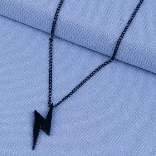 Gunmetal Plated Zig Zag Pendant Necklace for Men