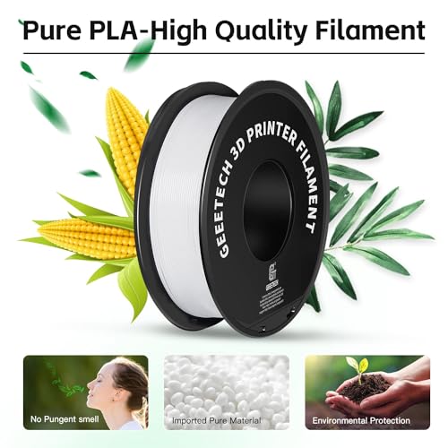 Image of Geeetech 3D Printer Filament, PLA Filament 1.75mm Bundle 2kg for 3D Printer, Dimensional Accuracy + /- 0.02 mm (White 2-Pack)