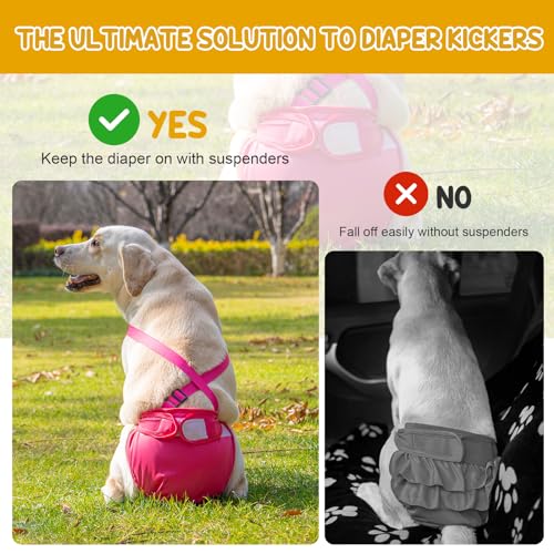 Avont 3 Stück Wiederverwendbare Hundewindeln, Hochsaugfähige, waschbare und umweltfreundliche Damenbinden Höschen für weibliche Haustiere -Schwarz/Rosa/Lila