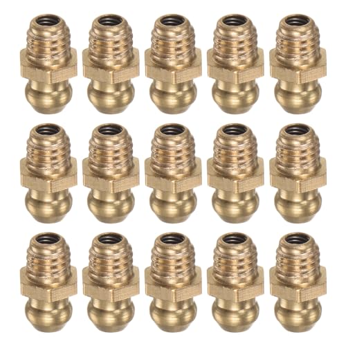 Image of HARFINGTON 15pcs Brass Straight Grease Fitting M6x1mm Metric Thread Hydraulic Grease Nipple Accessories for Car