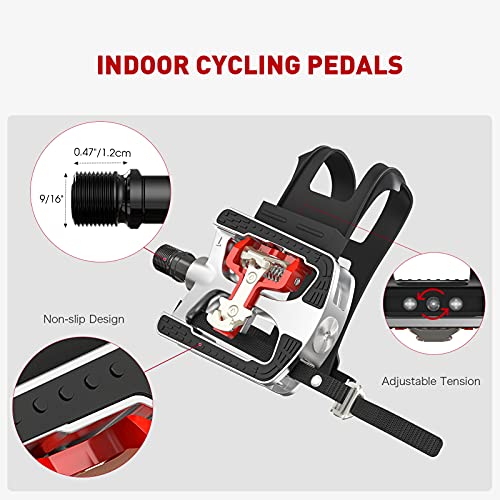 JOROTO Bike Pedals for Shimano SPD Pedals System Clip in with Toe Cages for Spin/ MTB/ Indoor/ Exercise Bike Compatible with Peloton 9/16'' Truly Sealed Bearing Spindle (Cleats Updated)