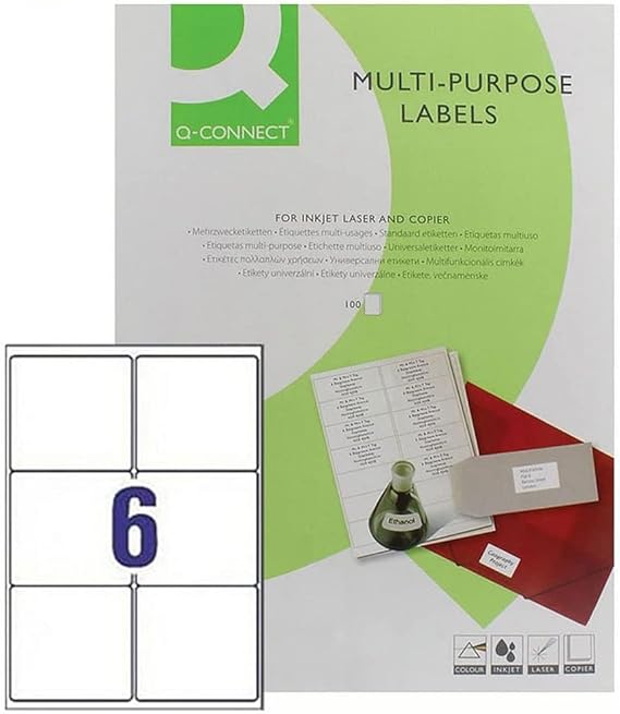 QConnect Multipurpose Labels 99.1x93.1mm 6 Per Sheet White (Pack of