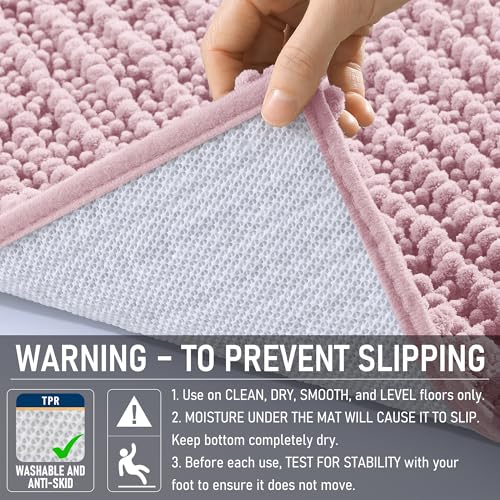 Image of OLANLY Bathroom Rug Mat 44x32, Thick Soft and Absorbent Chenille Bath Mat, Non-Slip Rubber Backing, Machine Washable Quick Dry Bath Rugs for Tub Shower Floor, Home Decor Accessories, Dusty Rose