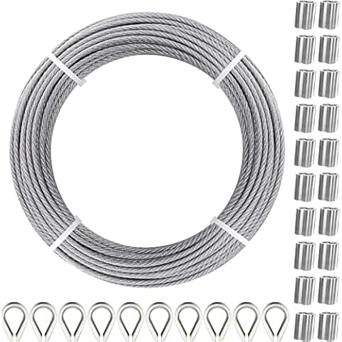 RECTOO 100FT 1/8" T316 Stainless Steel Cable with Cutter, 7x7 Strands Aircraft Wire Rope for Deck Railing, Stair Handrail, Porch Fence, High Strength for Indoor and Outdoor Use Cover