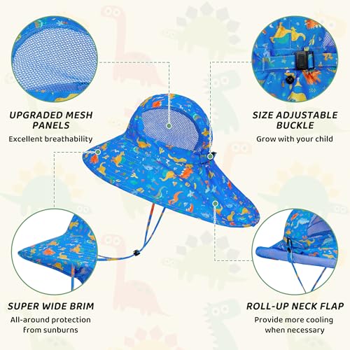 Toddler Sun Hat Boys Girls Kids Sun Hat UPF 50+ Sun Protection Mesh Adjustable Summer Beach Hats with Neck Flap Wide Brim4