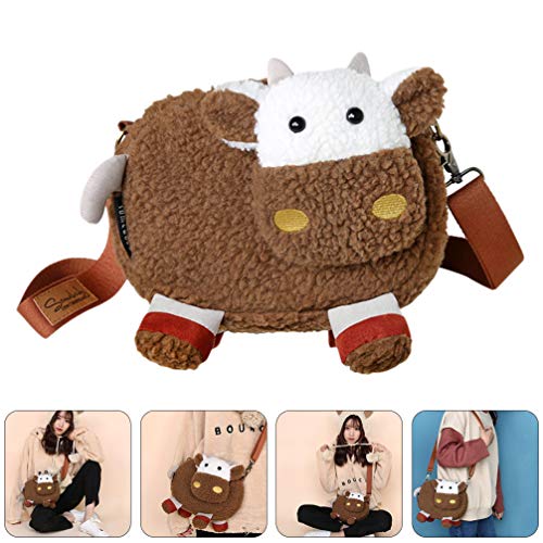 KESYOO Bolsas Crossbody Bolsa de Lona de PelÃºcia Em Forma de Vaca Bolsa de Ombro Casual Bolsas Hobo