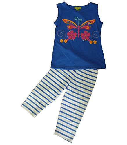 Ensemble short et t-shirt fille bleu blanc en coton