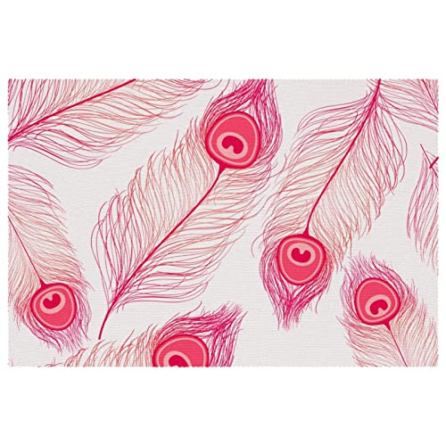 Sets de table paon rose résistants à la chaleur et lavables - 2