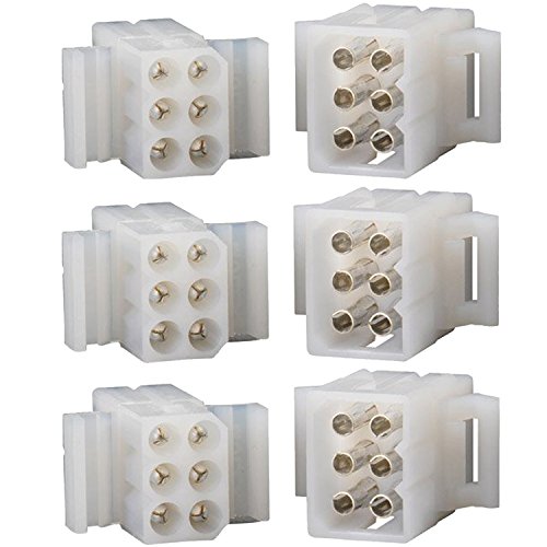 Molex Connector Lot, 3 Matched Sets, (6-Circuits) w/14-20 AWG .093